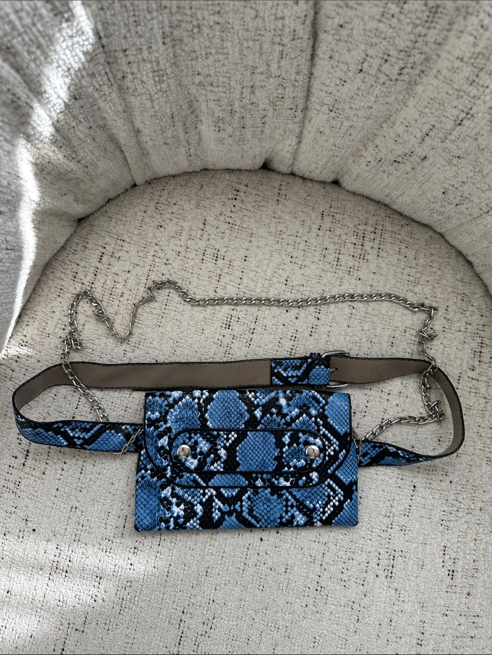 Blue Snake Print Pouch